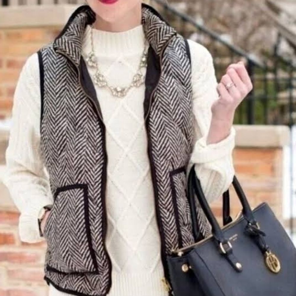J. Crew Factory printed quilted puffer vest